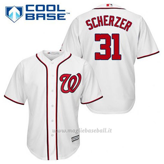 Maglia Baseball Uomo Washington Nationals Max Scherzer 31 Bianco 1ªCool Base